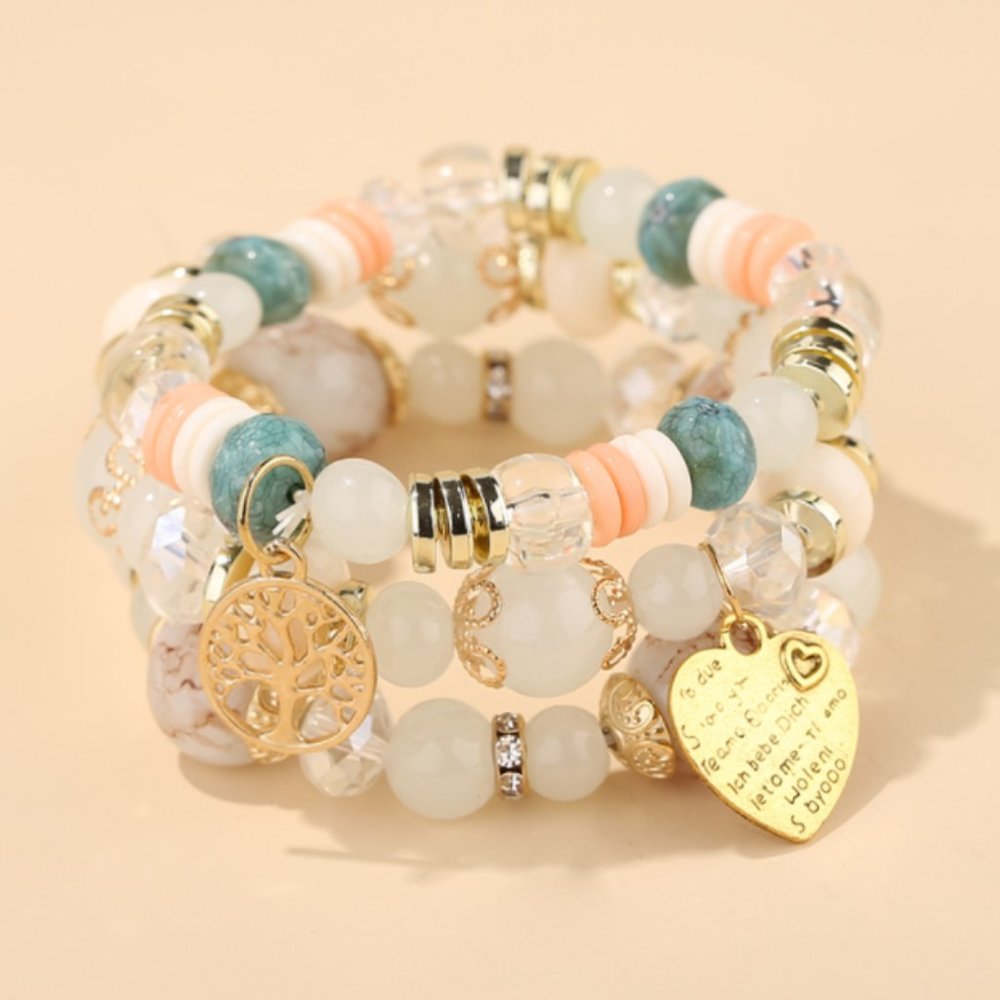 Bohemian Fashion Trendy Beaded Charm Bracelets - WHITE Mix